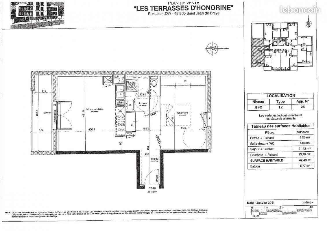 Appartement a louer saint-jean-de-braye - 2 pièce(s) - 47 m2 - Surfyn