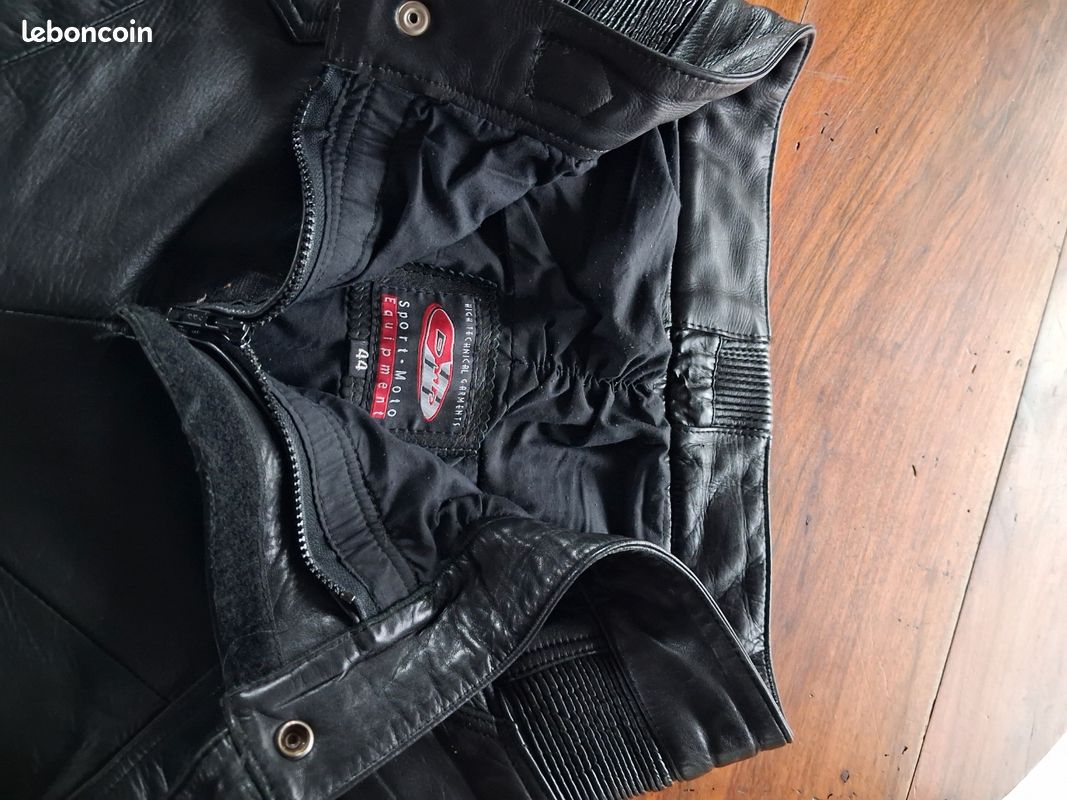 Pantalon En Cuir Véritable Noir Taille 42/44 - Coupe Droite, Peu Porté, Très Bon état