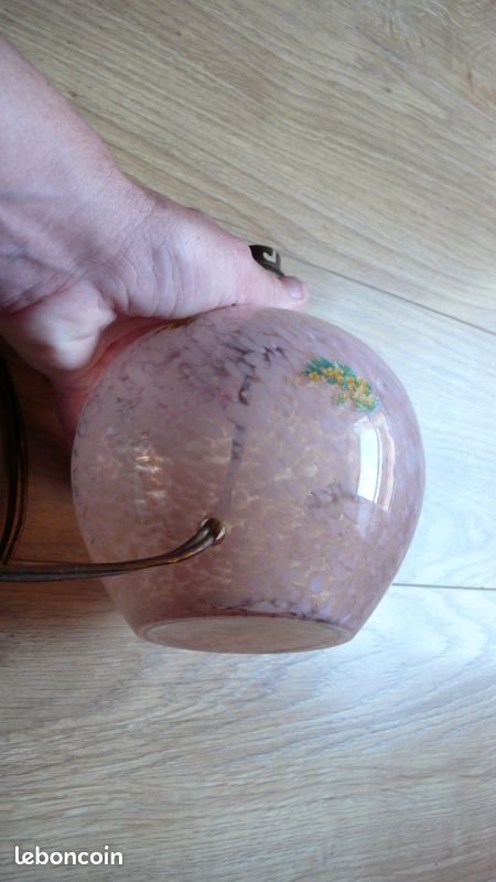 Lampe verre moucheté rose transparent vintage (image 5)