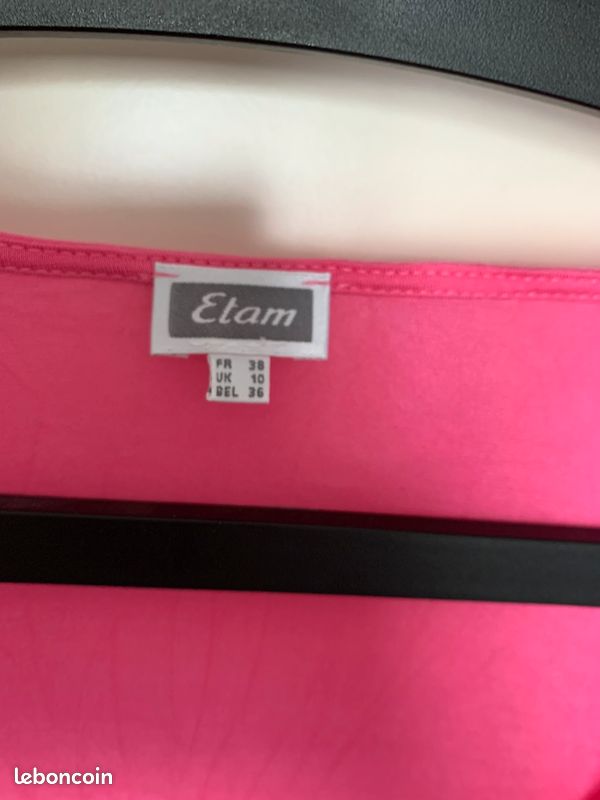 Très joli haut à manches longues, léger et très doux, rose fuchsia - Marque ETAM (image 2)