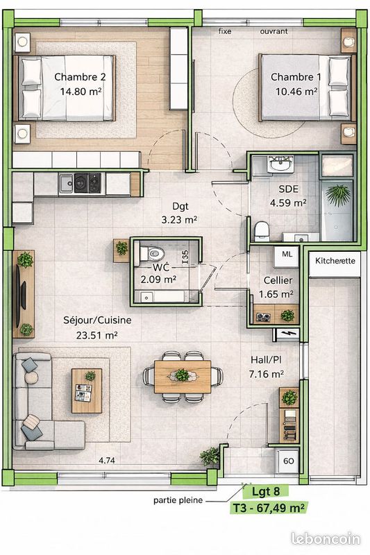 Appartement 3 pièces 66 m² · à Besançon · 66 m² · 125 000 €