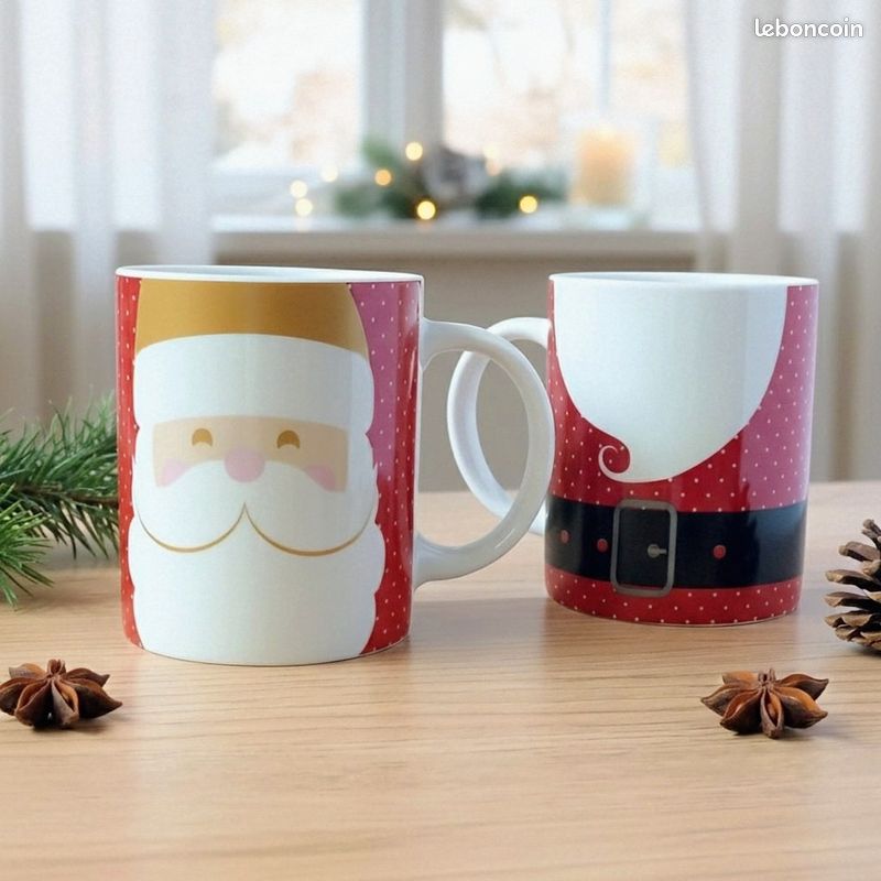 Coffret de 2 Tasses Père Noël - Neuf - Idée cadeau Noël (image 2)