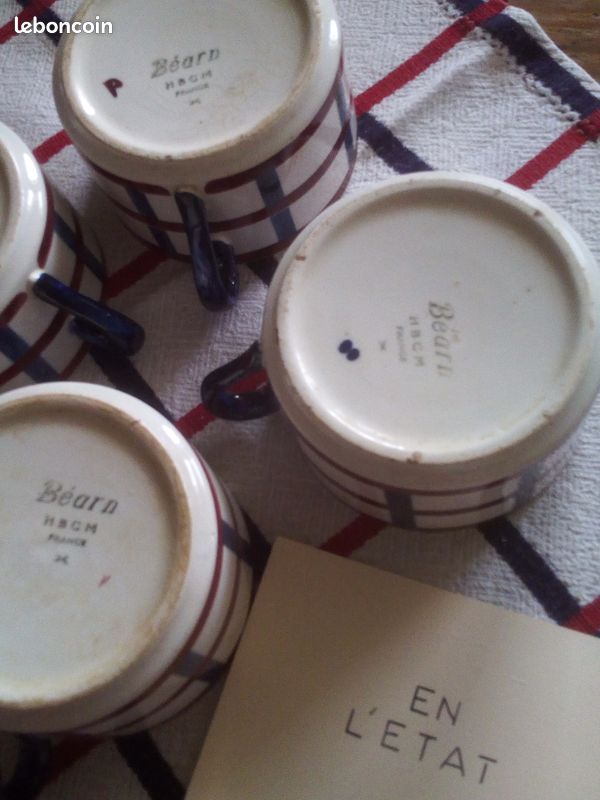 4 tasses BASQUES avant 1955 "BEARN" de H. B CREIL MONTEREAU (image 2)