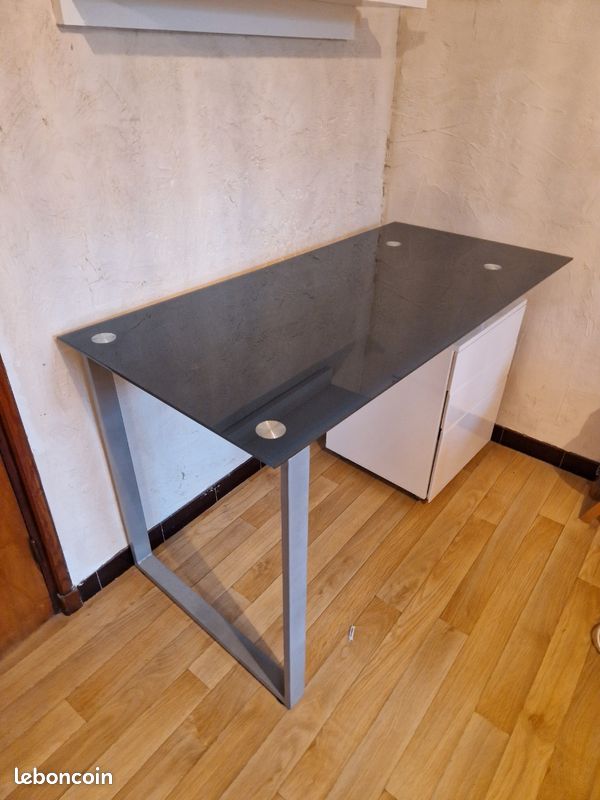 Bureau en verre avec tiroirs rangement (image 4)