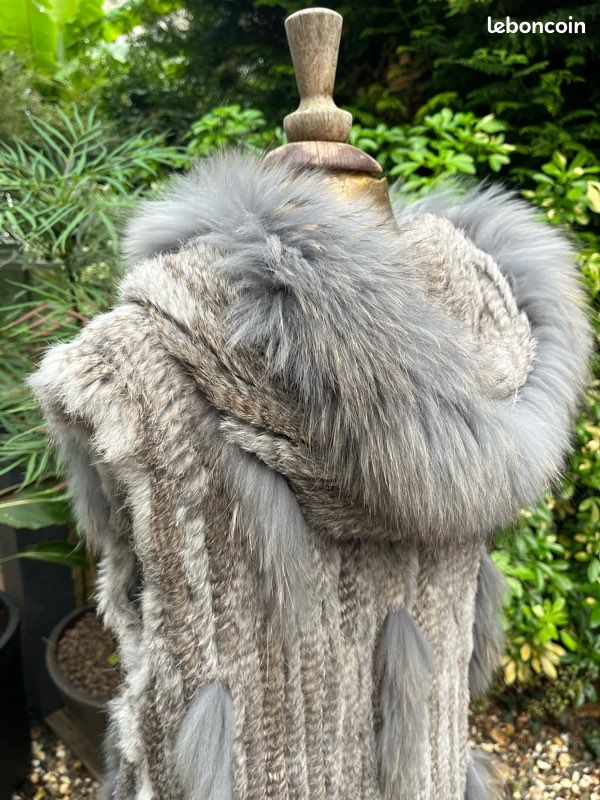 Gilet Femme En Cuir Et Fourrure De Lapin CASSIN NEW YORK - Jamais Porté - Taille L - Doublure Soie