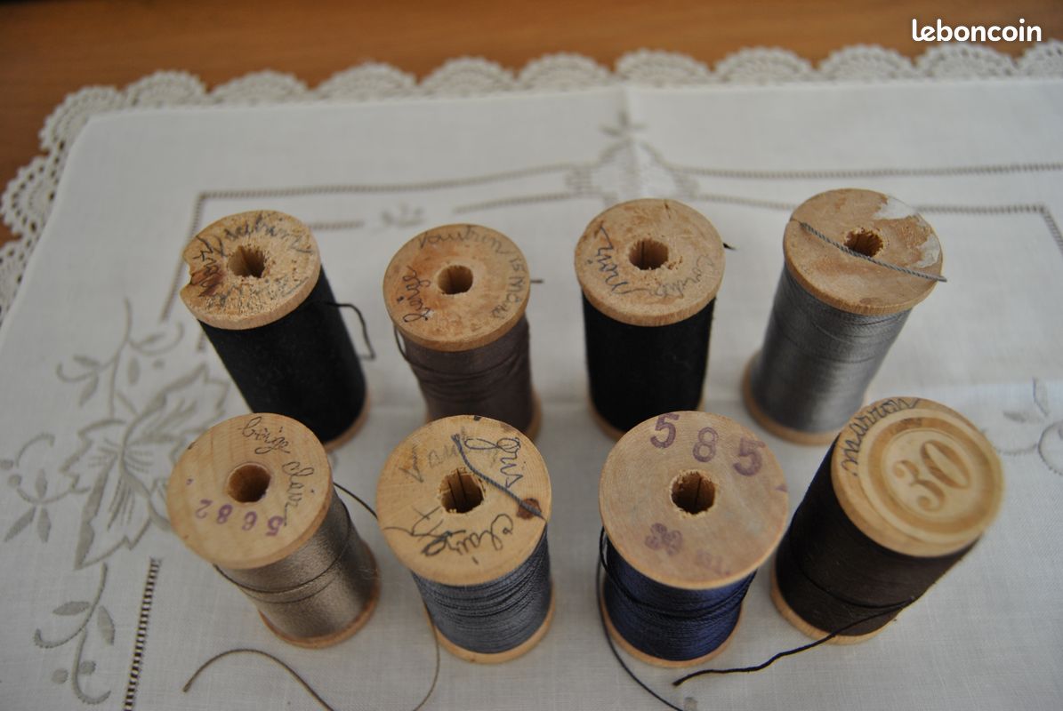 Rare 8 grosses bobines anciennes de fil de soie (image 4)