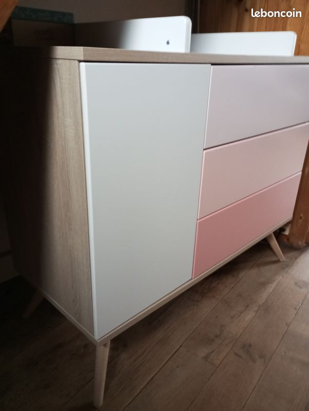 Commode 1 porte et 3 tiroirs roses SEVENTIES - SAUTHON (image 2)