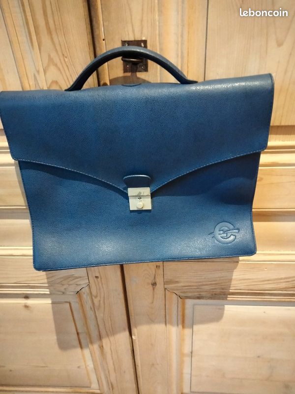 Cartable en simili cuir bleu (image 5)