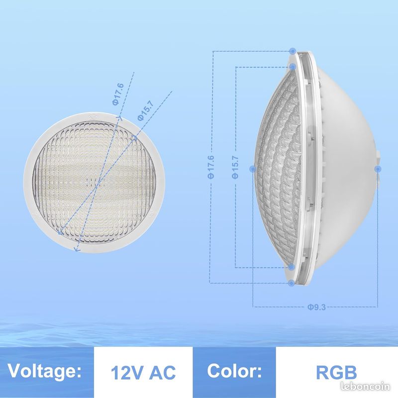 Lot 2 Lampes Piscine LED PAR56 20W RGB – Multicolore Dimmable Télécommande – Étanche IP68 12V