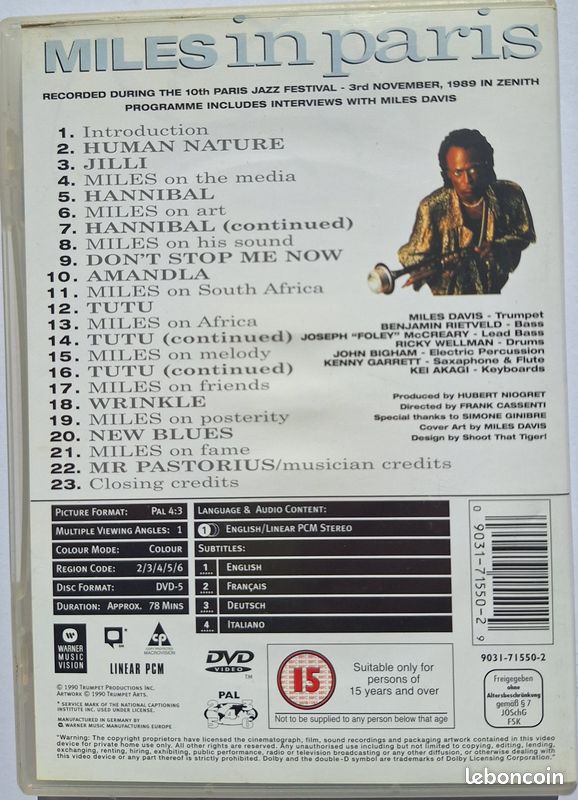 DVD Miles DAVIS à Paris au Zénith (image 2)