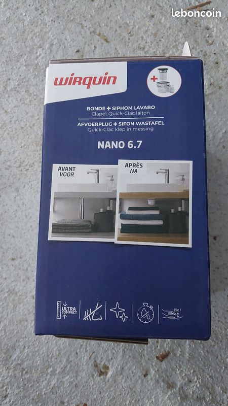 Wirquin NANO 6.7 D40 afvoer en sifon voor wastafel of wastafel, zeer
