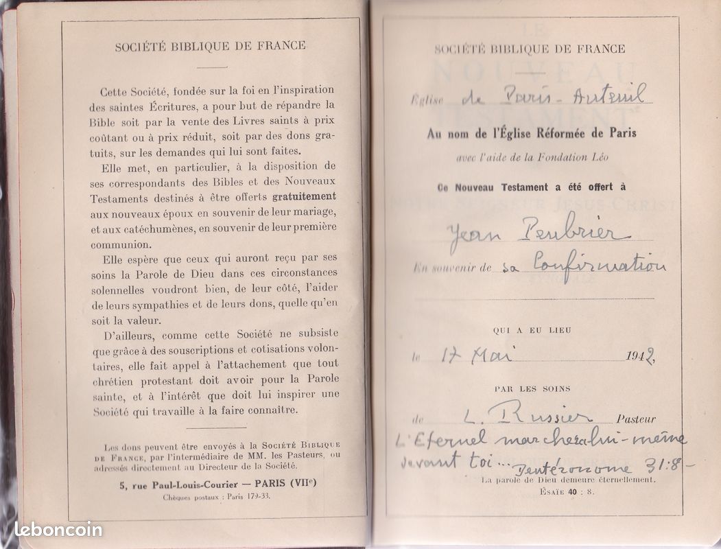 Le NOUVEAU TESTAMENT - NOTRE SEIGNEUR JESUS - 1940 (image 2)