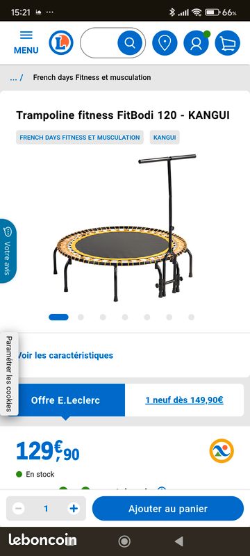 Mini Trampoline FitBodi Kangui – 100 Ou 120 Cm, élastiques, Barre De Maintien, Certifié CRITT