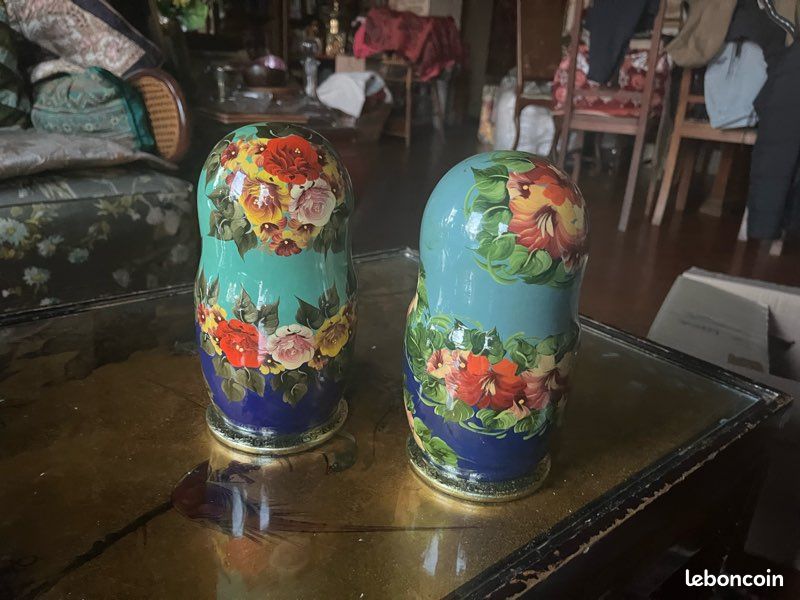 Poupées Gigognes Russes – Bleu – Peintes à La Main Par Kolesova – Pièce Unique