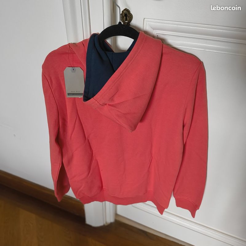Pull à Capuche Zara Garçon, Rouge, Coton, Taille 13-14 Ans, état Bon état Occasion