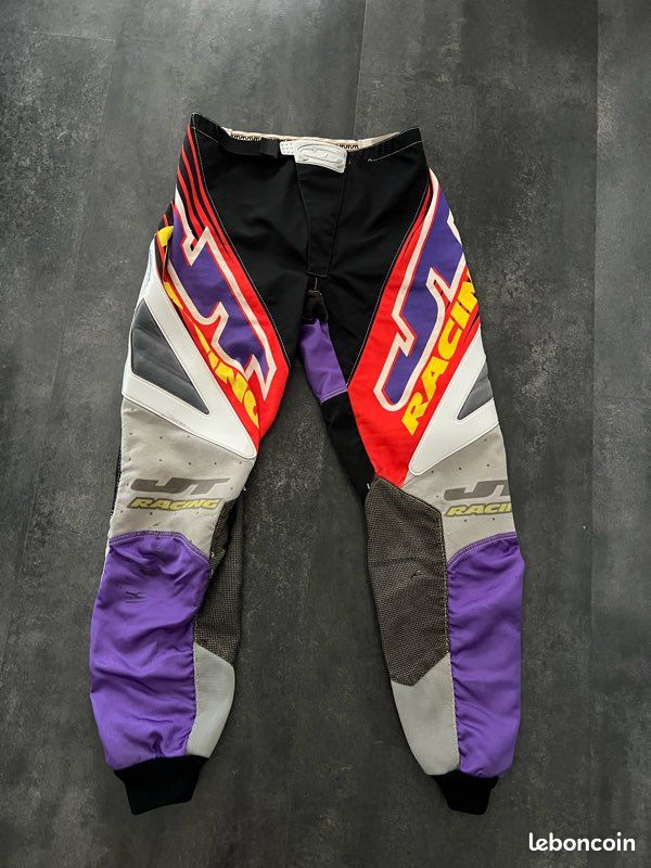 Pantalon Motocross Vintage TOUR USA - Taille M 29" - Rouge Blanc Bleu - Occasion Rétro