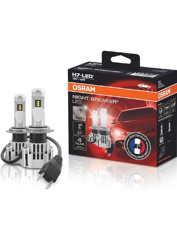 OSRAM NIGHT BREAKER H7-LED, jusqu'à 220% de luminosité en plus, premier feu  de croisement LED H7 légal, homologué route en France - Équipement auto