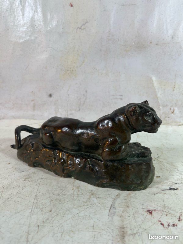 Panthère en bronze signée BARYE panthère de Tunis sculpture animalière ancien (image 3)