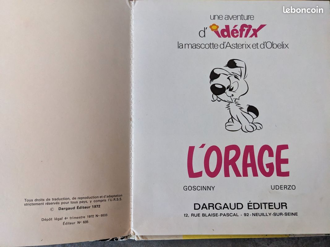UDERZO - Idéfix La mascotte d'Astérix et Obélix - L'orage - EO 1972 (image 2)