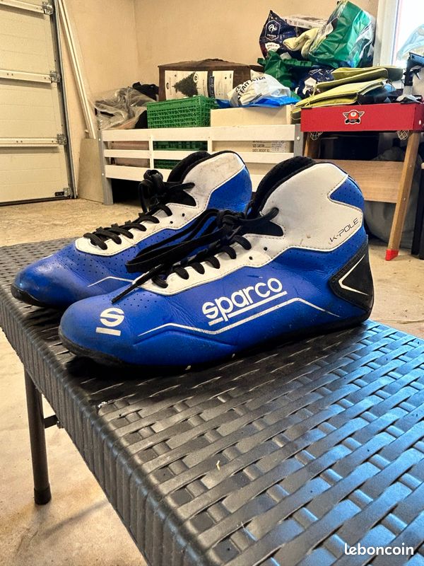 Chaussures Kart Sparco K-Pole Taille 48 Bleu - Semelle Adhérente, Tige Perforée