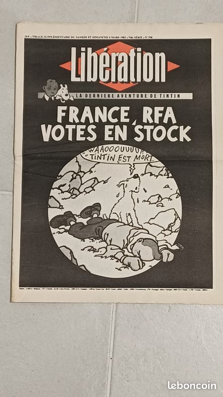 Libération. Numero special mort d'Hergé (image 1)