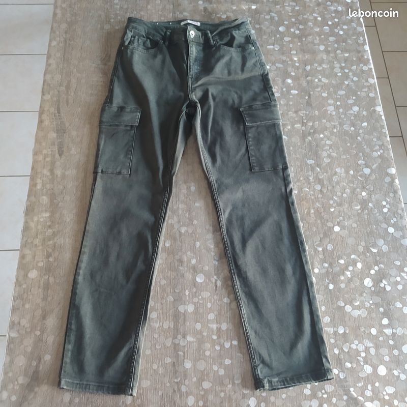 Pantalon Chino Camaïeu Beige En Coton-élasthanne - Taille 36, Longueur 66 Cm - Neuf