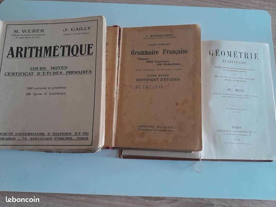 17 LIVRES ANCIENS : géométrie, sciences physiques et naturelles, chimie, arithmétique, français (image 7)