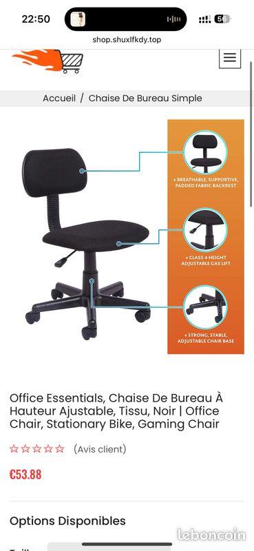 Chaise bureau noire (image 4)