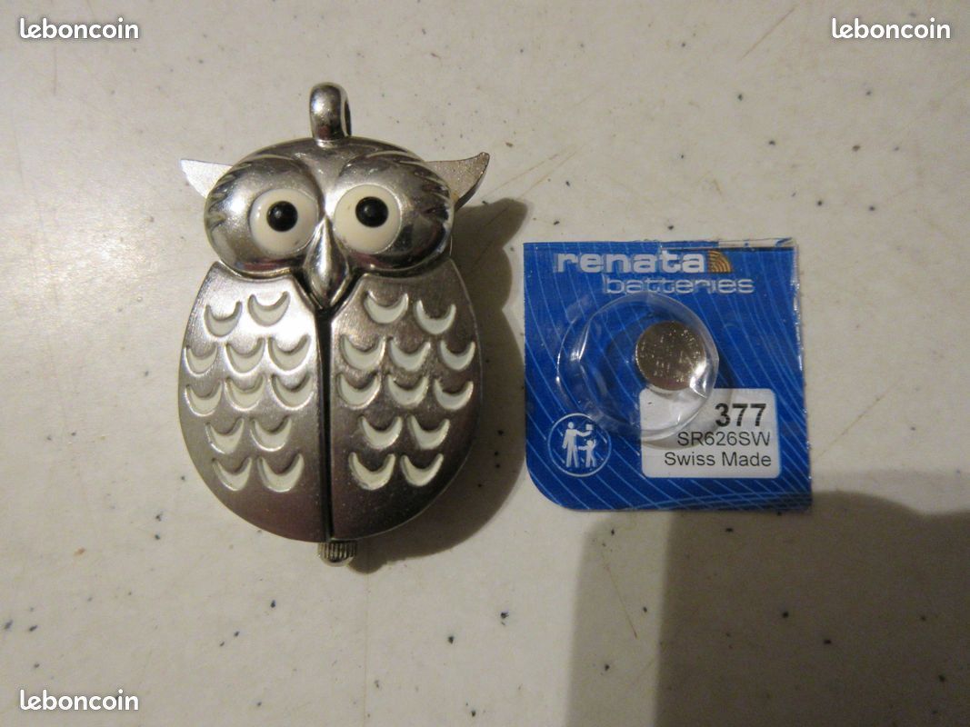 Montre De Poche Pendentif Hibou - Porte-clés Ou Collier, Mouvement Quartz, Ouverture Des Ailes Pour Voir L'heure
