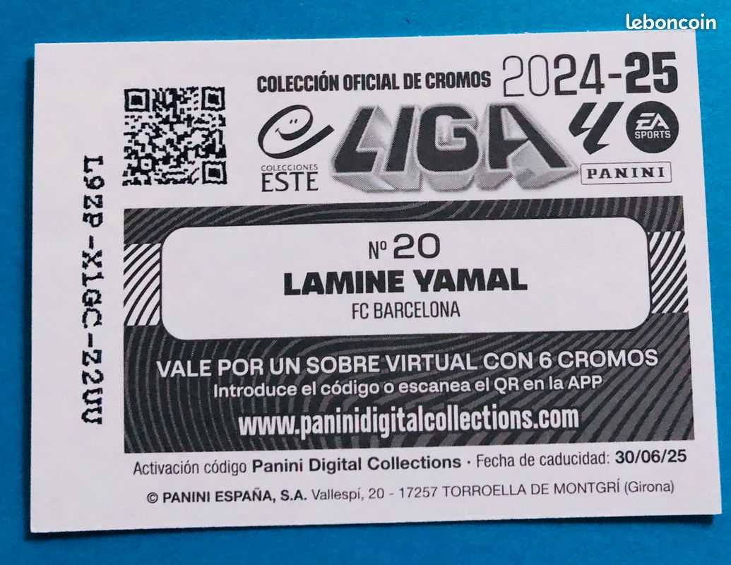 Carte Panini Lamine Yamal - FC Barcelona 2024-25 - Non Gradée
