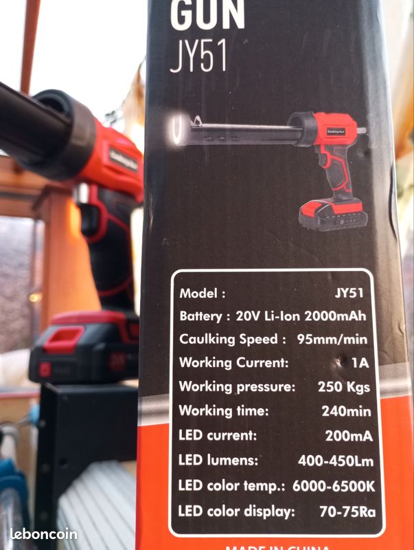 Pistolet à Calfeutrer Sans Fil SEESII 12V – 2 Batteries Li-Ion + Boîtier Chargeur