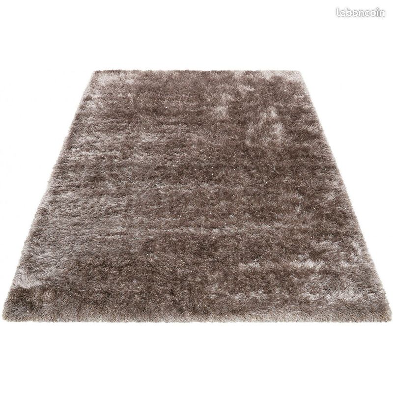 Tapis rectangle à longues mèches uni Shiny Touch Wecon Home Gris 160x225 (image 3)