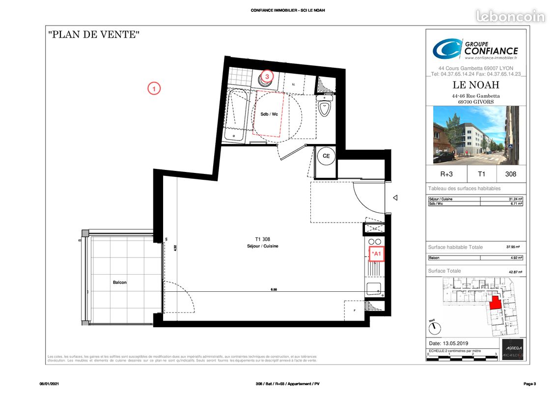 Appartement 1 pièce 38 m² · à Givors · 37,5 m² · 572 €