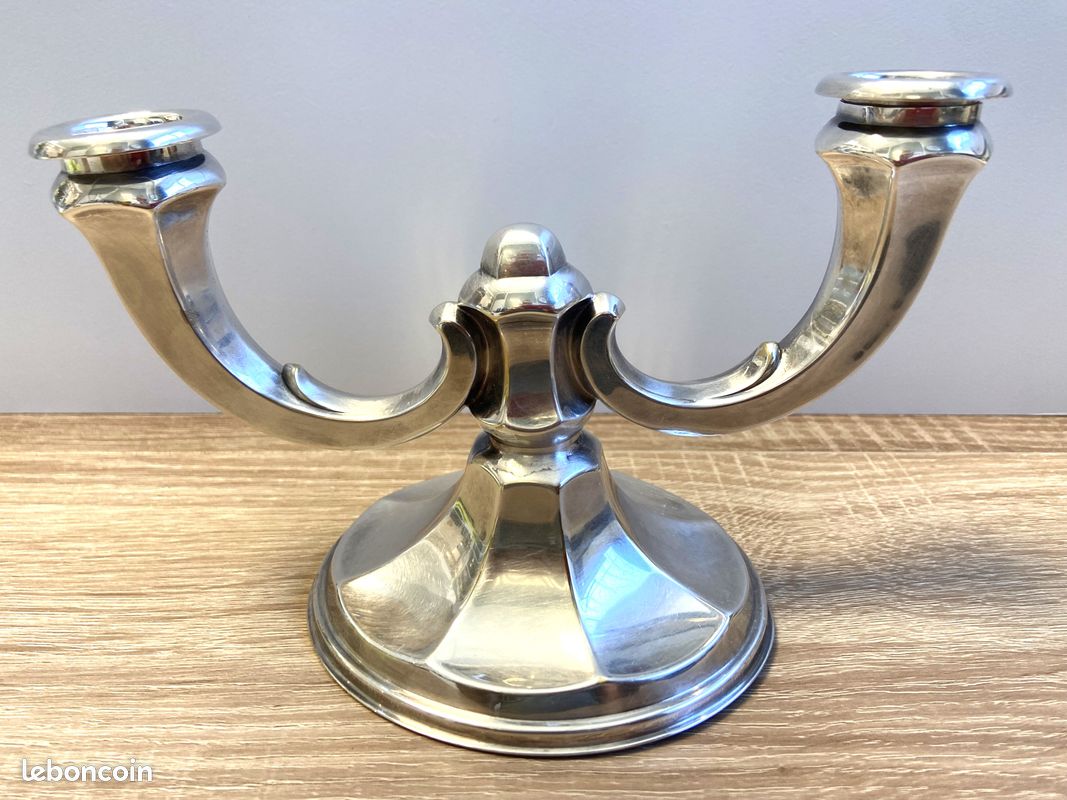 Bougeoir Art Déco Walther & Sohne – Verre Dépoli, Femme Nue, 2 Pièces, Allemagne