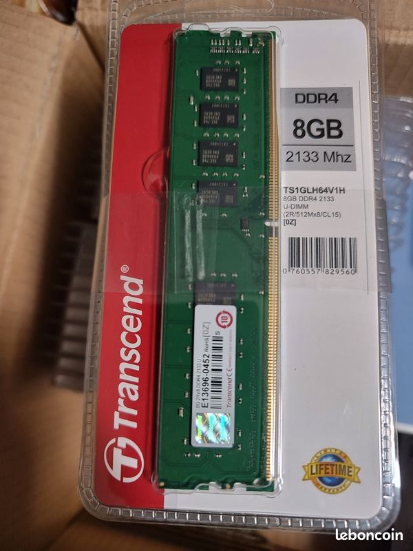Lot De 2 Barrettes RAM ADATA DDR4 - 8Go (1x 2400 CL17 + 1x 2133) - Occasion