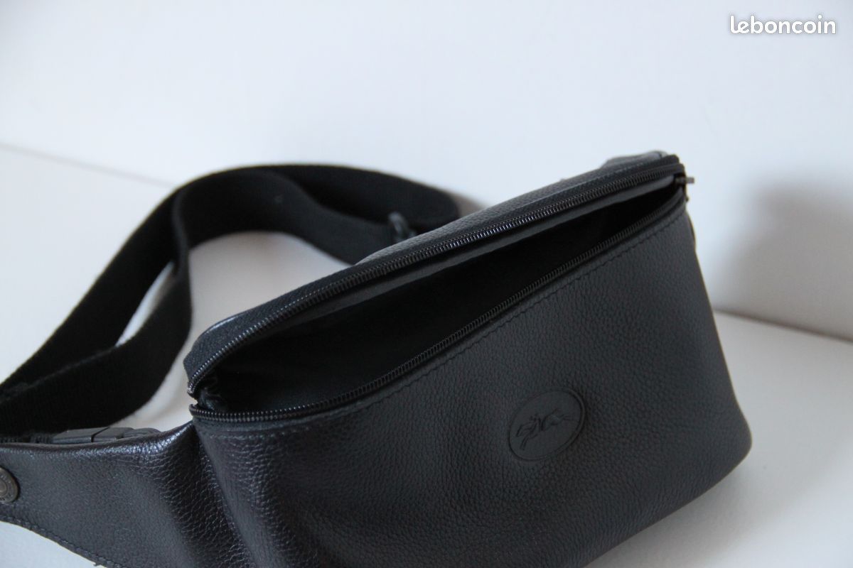 Sac banane Longchamp cuir Le foulonné noir Accessoires Bagagerie