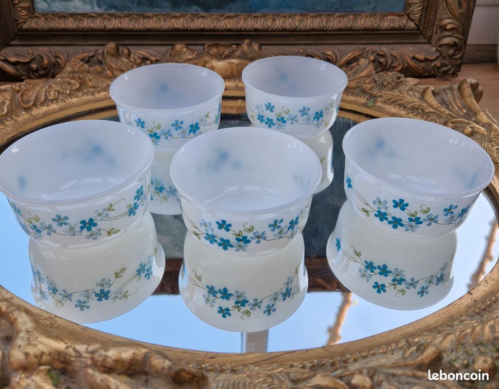 ENSEMBLE BROC ET Ramequin Vintage Arcopal Myosotis (Modèle Veronica