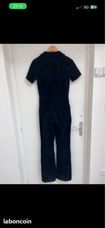 Combi pantalon velours noir (image 4)