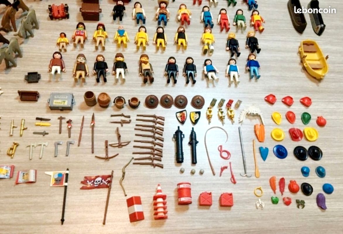 Lot De Pièces Playmobil Ancien - Pour Set 3592 (Parents, Bébé, Poussette) - Occasion Vintage