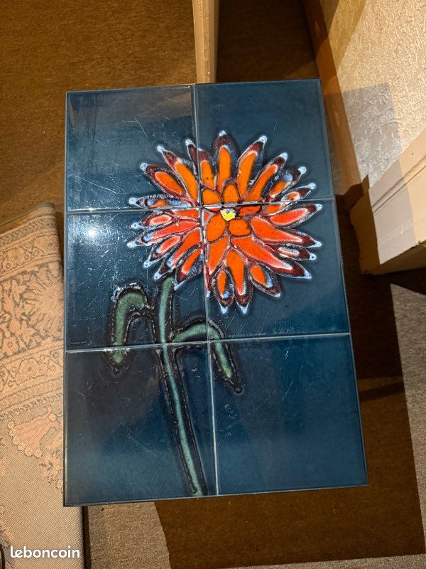 Table Basse en Céramique Grise et Acier Noir de Vallauris, 1960 (image 2)