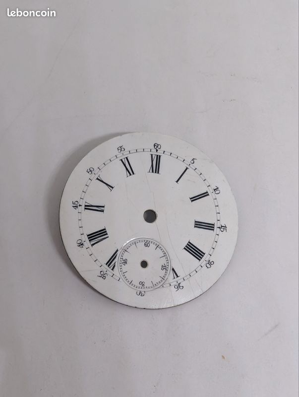Cadran Ancien émaillé Pour Montre à Gousset - Chiffres Romains - Style Montpellier Chronomètre 52