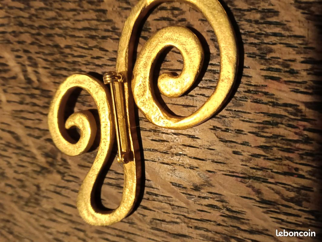 Broche Fantaisie Ancienne N°2 - Support Laiton Peint - Occasion Vintage