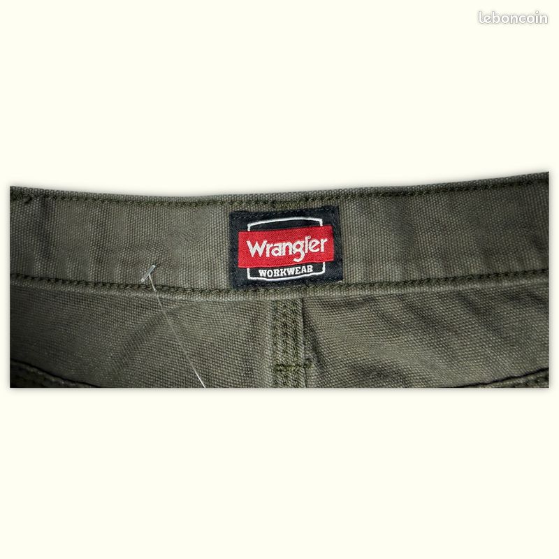 Pants Homme Wrangler W36 L30 Olive/Marron Coton Bon état Regular Normal Uni (image 6)