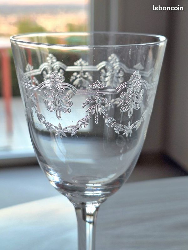 BACCARAT 6 anciens verres à vin blanc en cristal Modèle BEAUHARNAIS (image 5)