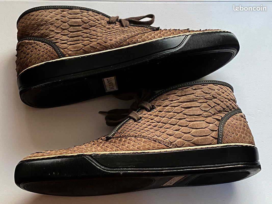 Baskets Montantes Lanvin Pour Homme, Cuir Métallisé Argenté, Taille US 9 - Occasion Excellent état