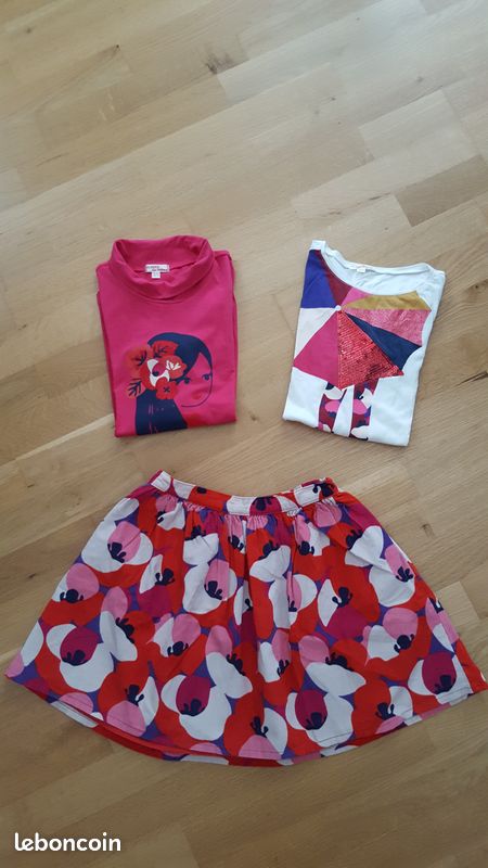 Lot jupe + 2 T-Shirt Fille 10 ans DPAM (image 1)
