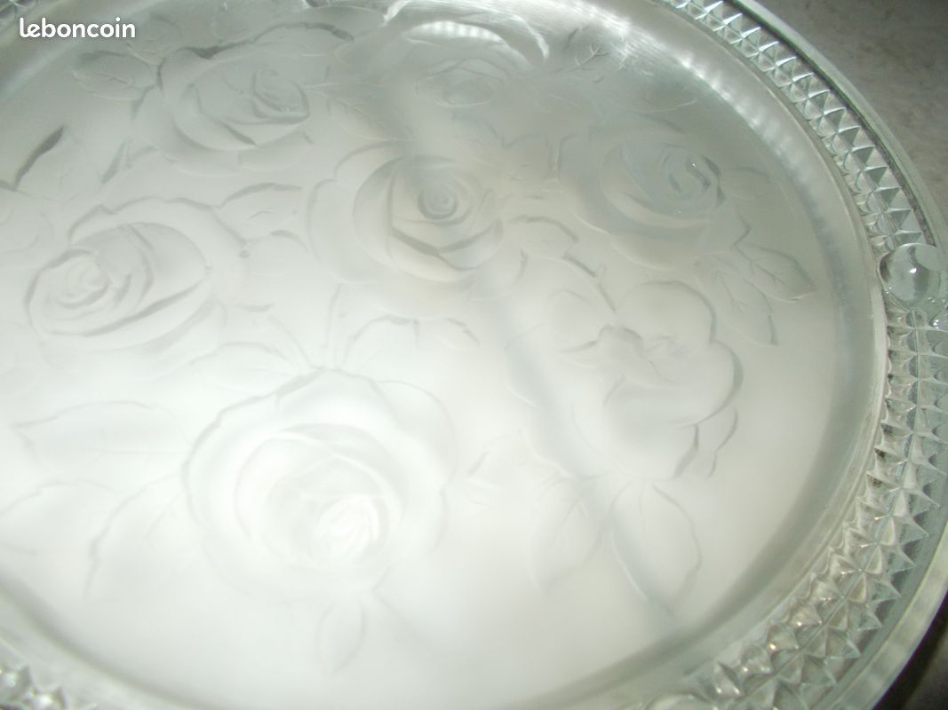 Dessous De Plat Ancien Art Déco - Décor De Roses - Régule Et Faïence Argenté
