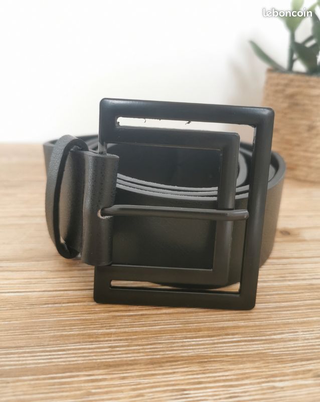 Ceinture En Cuir Véritable Noir - Longueur 90 Cm - Neuf Avec étiquettes (Fabriqué En France)