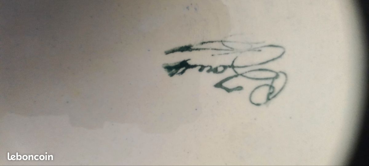 Assiette en Faïence coq peint main et signée (image 3)
