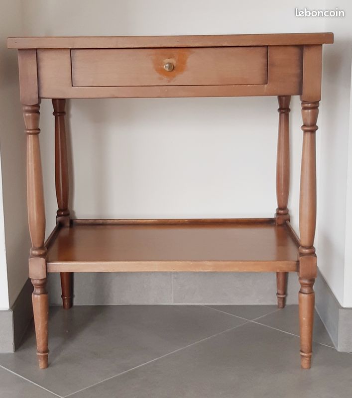 Meuble d’appoint, console, desserte, petite table, guéridon, bois merisier massif (image 3)